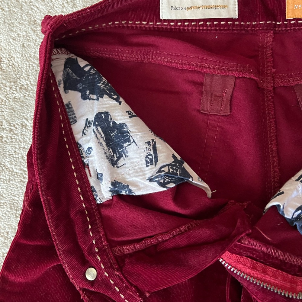 Pilcro and the Letterpress Women's Burgundy Corduroy Pants, Size 28 - Picture 5 of 15